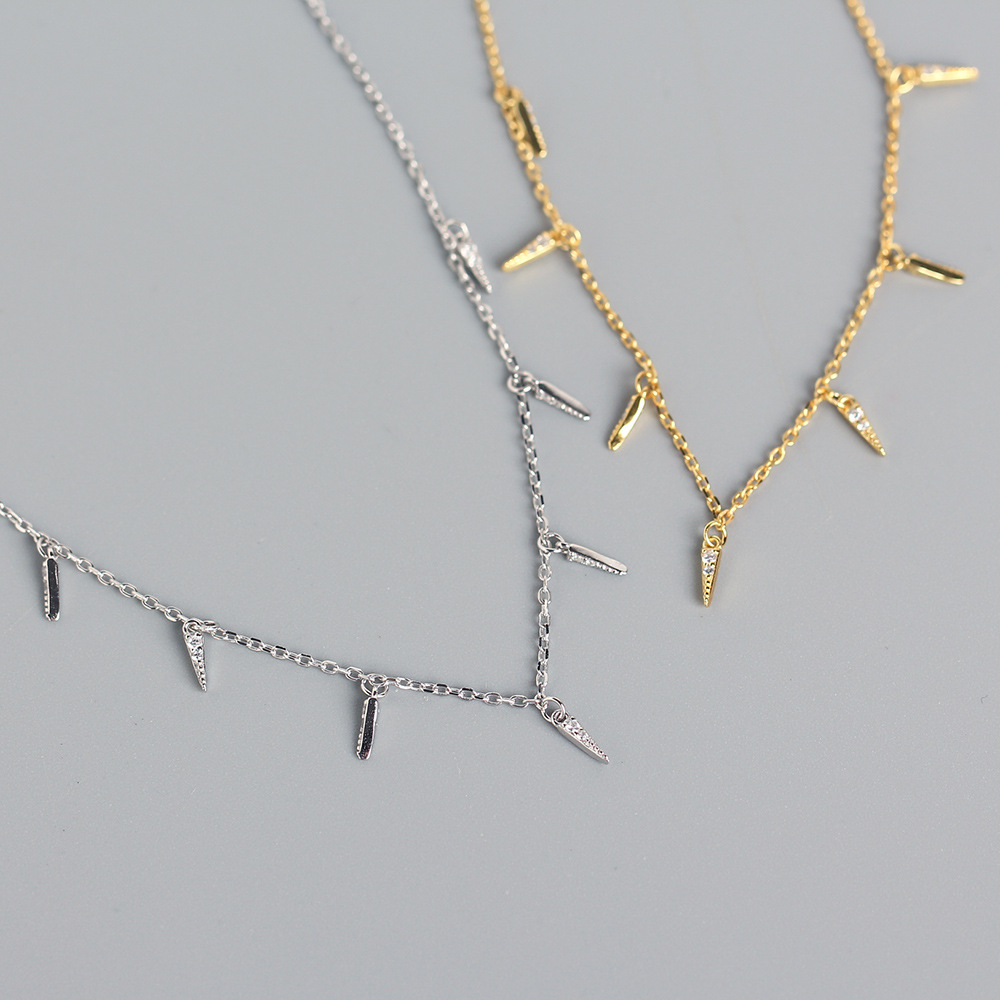 New S925 Silver INS Style Necklace Internet Celebrity Design Necklace Mixed Collarbone Chain - Image 2