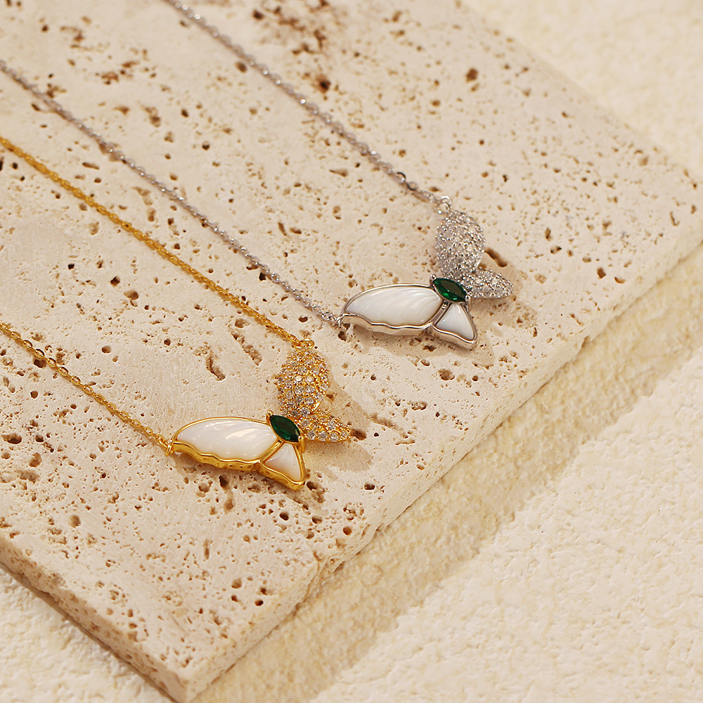 Luxury Necklace S925 Silver INS White Mother-of-Pearl Butterfly Collarbone Chain Niche High-End Jewelry for Women - Image 2