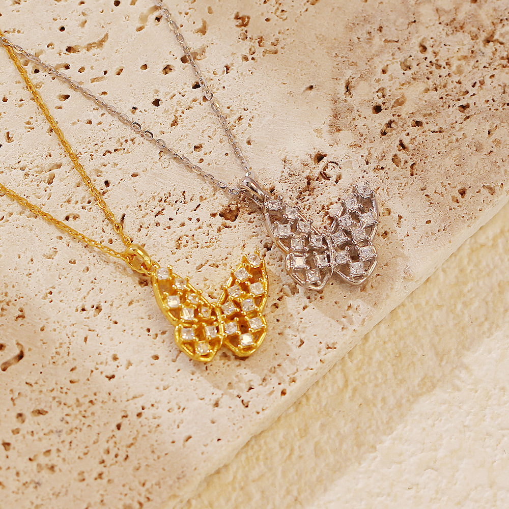 French Luxury Necklace S925 Silver Butterfly Diamond Hollow Collarbone Chain Personalized Niche Jewelry - Image 2
