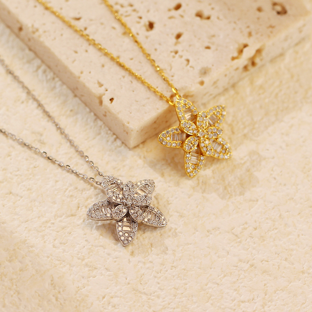 Luxury Full Diamond Necklace S925 Silver INS Five-Pointed Star Collarbone Chain Personalized Niche Star Jewelry - Image 2