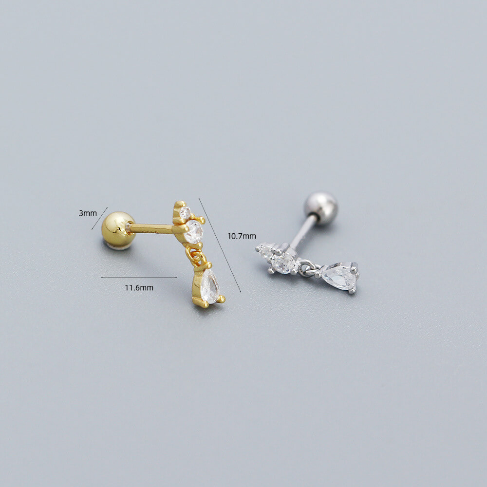 Super Sparkling Zircon Pendant Ear Clips 925 Silver Ear Studs Diamond Zircon Layered Ear Cuffs for Women - Image 3