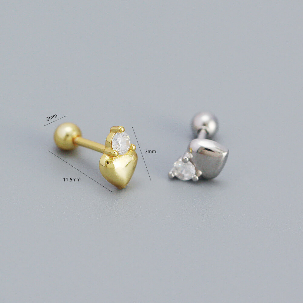 Korean Fresh Ear Studs 925 Silver Heart Ear Cuffs Women Screw Ear Studs Earrings Jewelry - Image 3
