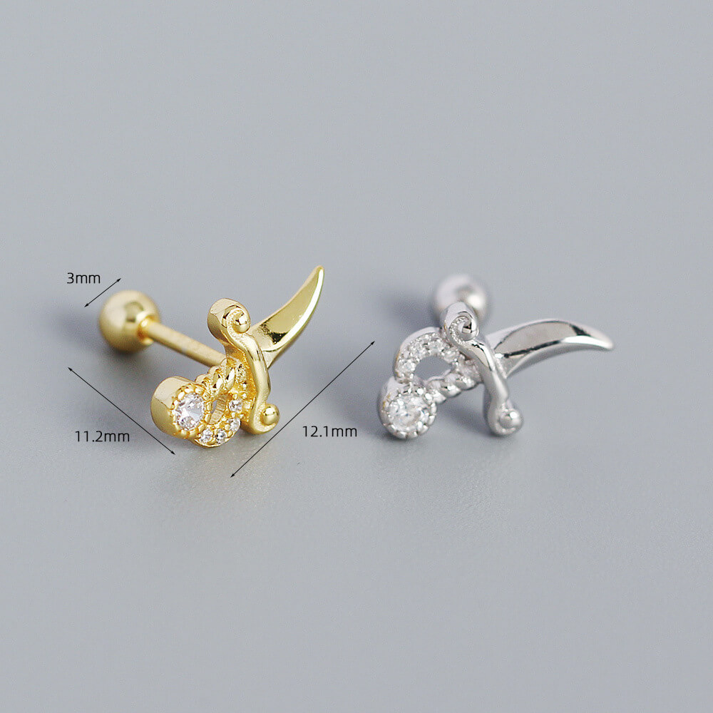 European Vintage Ear Studs S925 Silver INS Small Dagger Diamond Piercing Screw Ear Studs Ear Bone Earrings for Women - Image 3