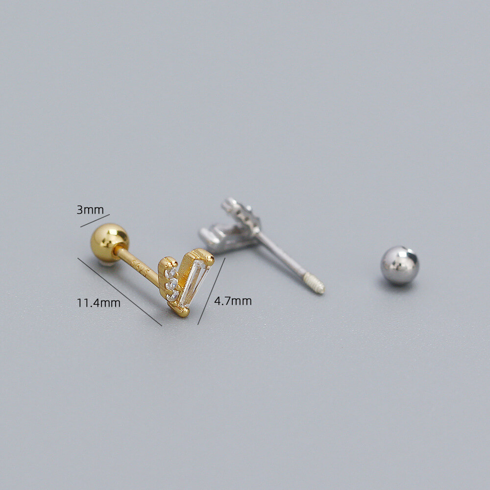 Piercing Ear Studs S925 Silver INS Diamond V-Shape Screw Ear Bone Cuffs Unique Layered Earrings - Image 3