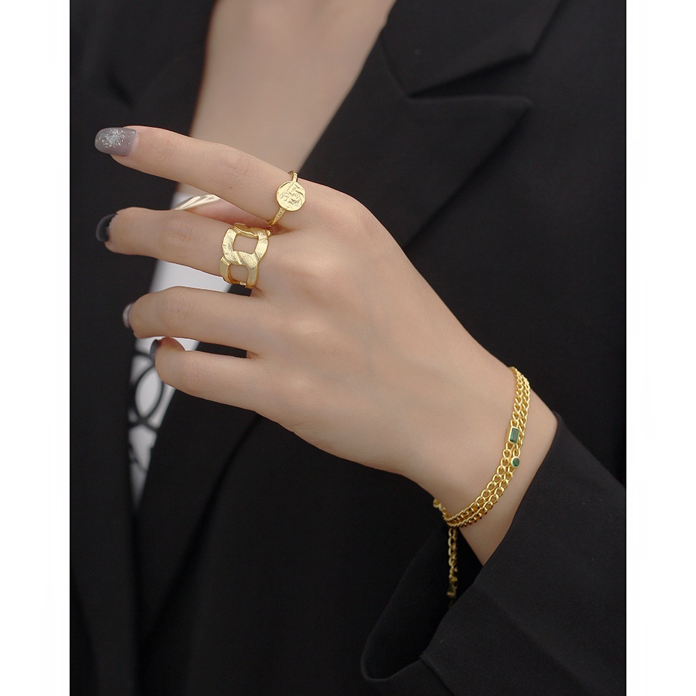 Korean Style S925 Sterling Silver INS Irregular Concave Surface Foil Paper Texture Design Ring for Women - Image 10