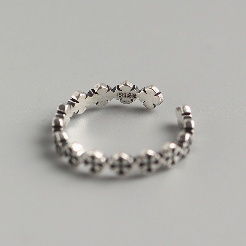 Vintage Cross Ring S925 Sterling Silver Trendy Creative Cross Index Finger Ring Open Ring - Image 3