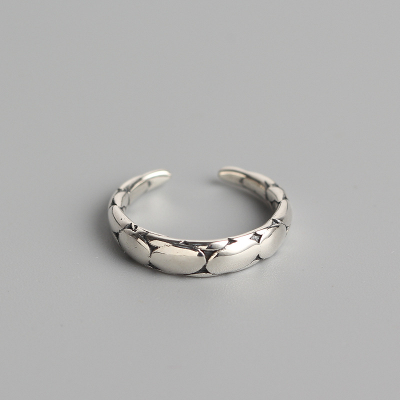 Korean Style S925 Sterling Silver Faceted Ring Plain Design Twisted Texture Irregular Minimalist Ring for Women - Image 4