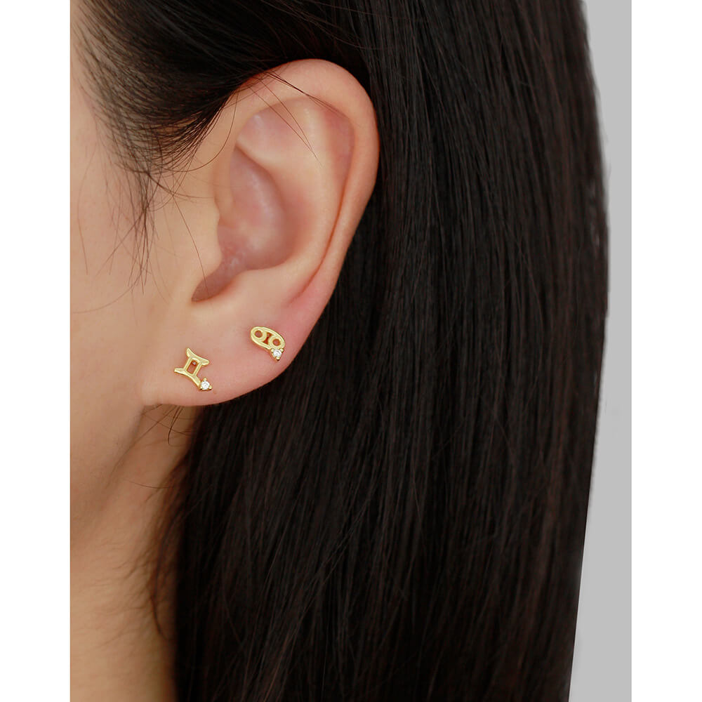 European and American Piercing Ear Studs S925 Silver Zodiac Flat Ear Cuffs Symbol Pattern Earrings - Image 7
