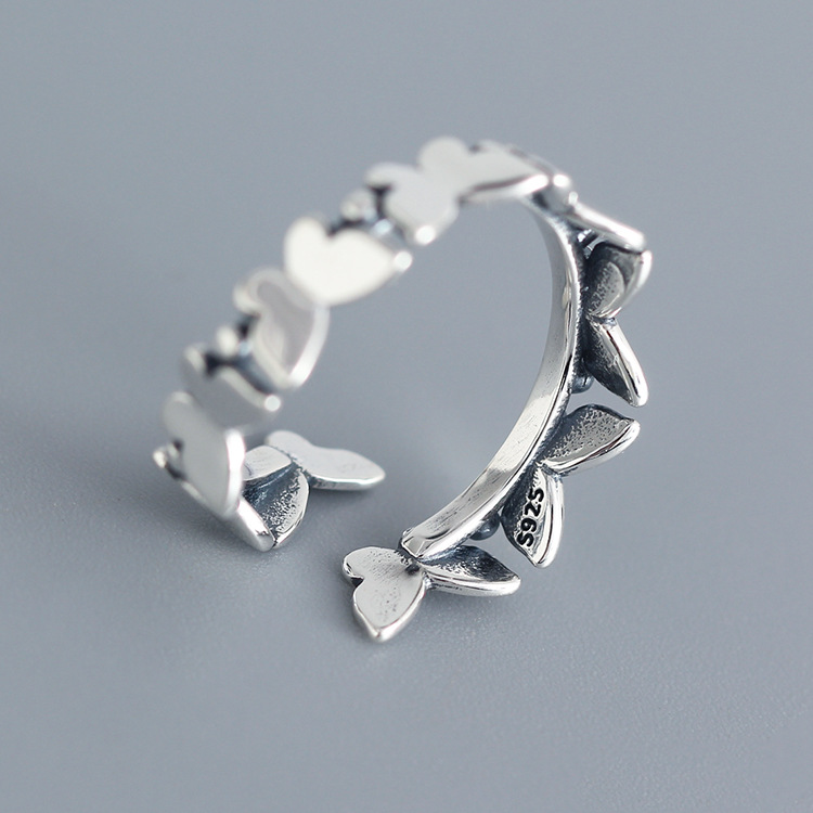 Korean Dongdaemun Round Bead Butterfly Niche Ring S925 Sterling Silver INS Trendy Index Finger Ring for Women - Image 4