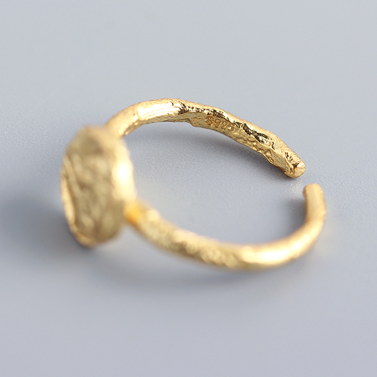 Korean Style S925 Sterling Silver INS Irregular Concave Surface Foil Paper Texture Design Ring for Women - Image 4