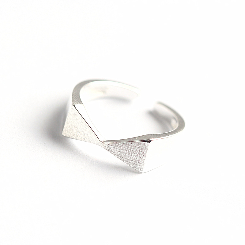 Korean Style Brushed Ribbon Knot Ring S925 Sterling Silver Simple Bowknot Ring Fresh Silver Jewelry