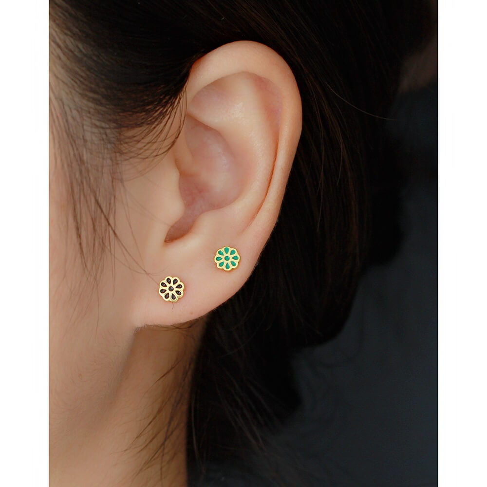 Korean Floral 925 Silver Earrings Colorful Droplet Floral Earrings Unique Design Ear Studs Women - Image 11