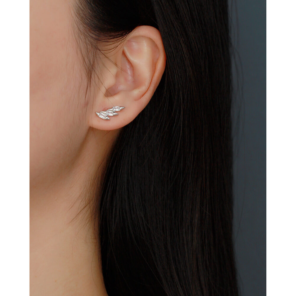 Elegant Piercing Ear Studs S925 Silver INS Cone Wing Threaded Ear Cuffs Unique Versatile Earrings - Image 8