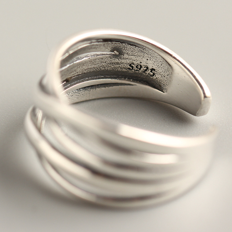 Korean and Japanese Style S925 Sterling Silver Line Woven Ring Vintage Braided Design Ring for Women Silver Jewelry - Image 5