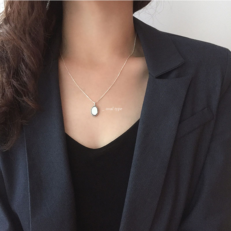New Simple Vintage Necklace S925 Silver Cross Round Pendant Square Heart Silver Pendant Collarbone Chain - Image 18