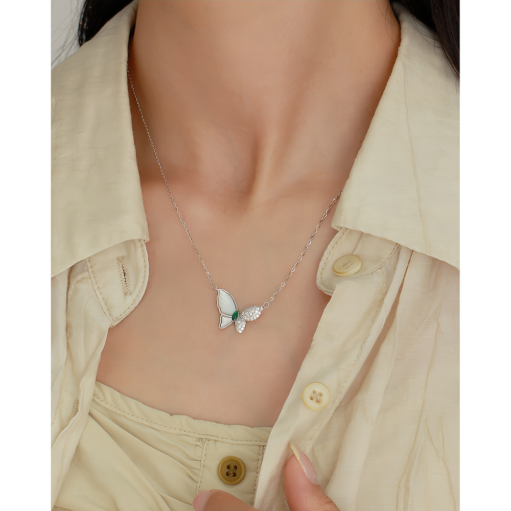 Luxury Necklace S925 Silver INS White Mother-of-Pearl Butterfly Collarbone Chain Niche High-End Jewelry for Women - Image 6