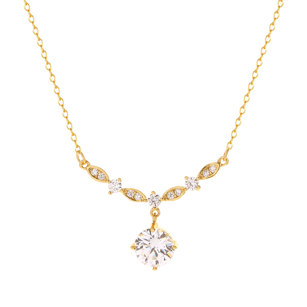Luxury Zircon Necklace S925 Silver INS High-End Versatile Collarbone Chain Exquisite Niche Jewelry