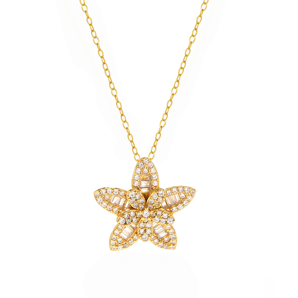 Luxury Full Diamond Necklace S925 Silver INS Five-Pointed Star Collarbone Chain Personalized Niche Star Jewelry