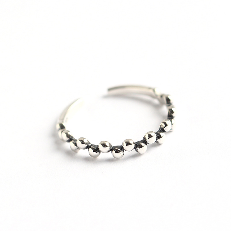 Korean Style S925 Sterling Silver Personality Irregular Small Round Bead Ring Knuckle Ring for Women