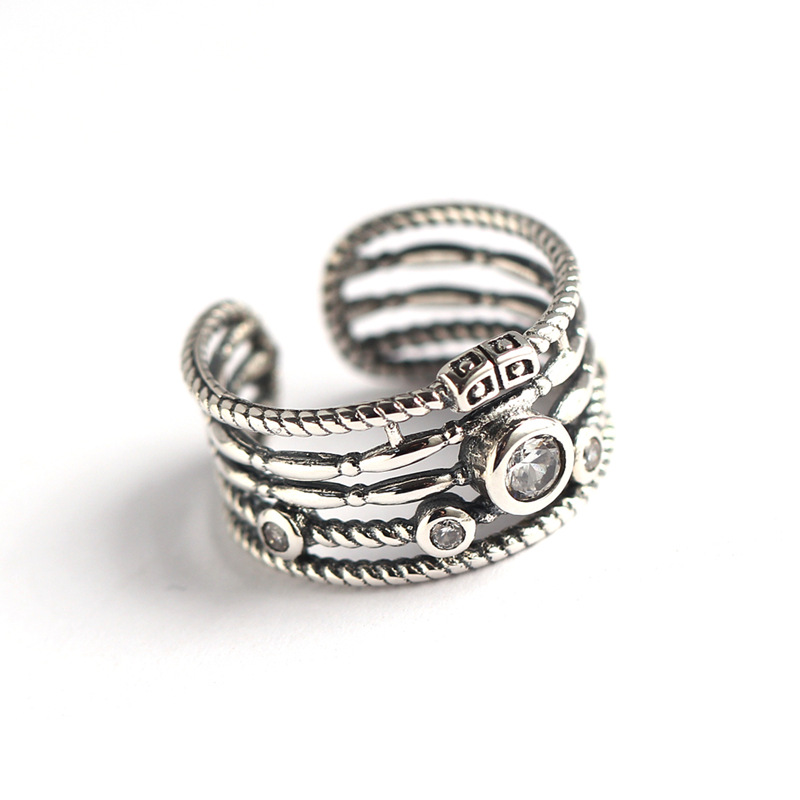 Korean Style Trendy Multi-layer Diamond Silver Ring Fashion Thai Silver Ring 925 Silver Ring for Women