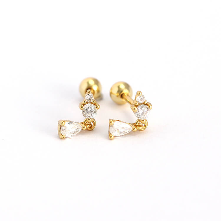 Super Sparkling Zircon Pendant Ear Clips 925 Silver Ear Studs Diamond Zircon Layered Ear Cuffs for Women