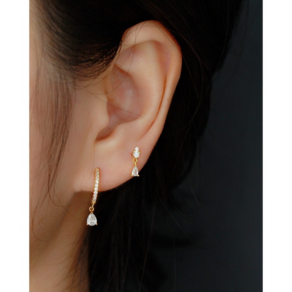 Super Sparkling Zircon Pendant Ear Clips 925 Silver Ear Studs Diamond Zircon Layered Ear Cuffs for Women - Image 9