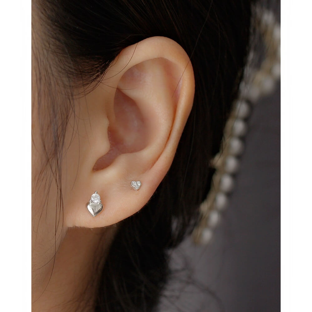Korean Fresh Ear Studs 925 Silver Heart Ear Cuffs Women Screw Ear Studs Earrings Jewelry - Image 9