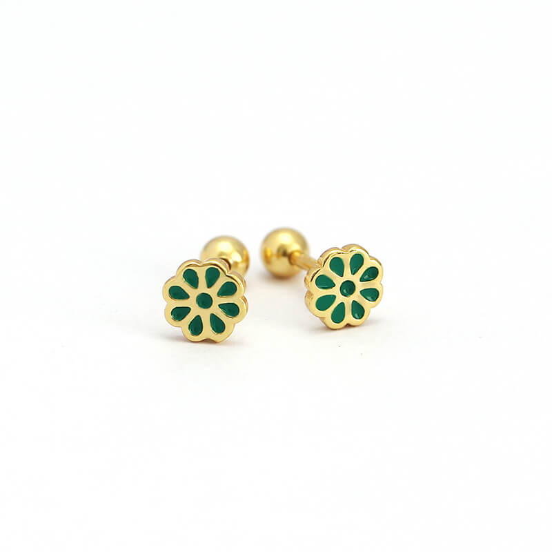 Korean Floral 925 Silver Earrings Colorful Droplet Floral Earrings Unique Design Ear Studs Women