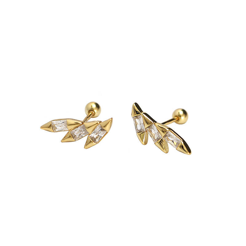 Elegant Piercing Ear Studs S925 Silver INS Cone Wing Threaded Ear Cuffs Unique Versatile Earrings