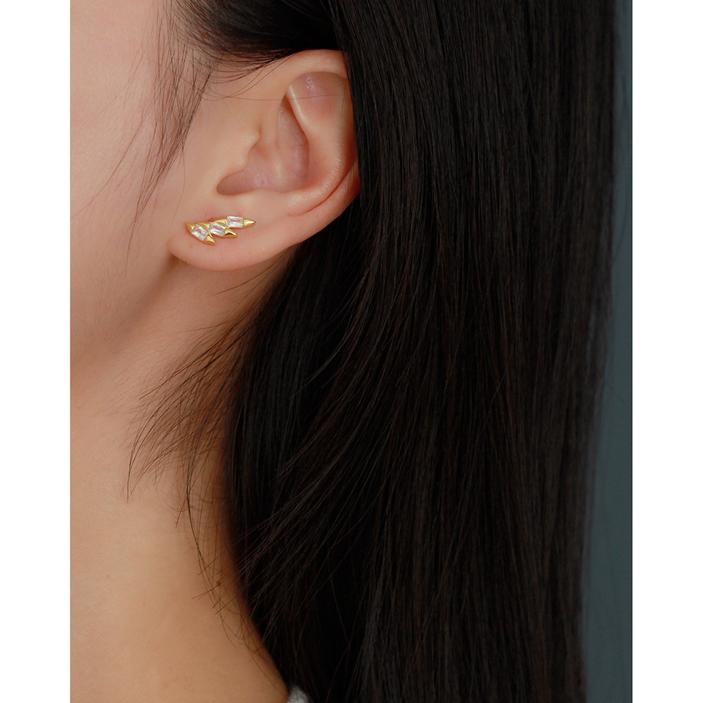 Elegant Piercing Ear Studs S925 Silver INS Cone Wing Threaded Ear Cuffs Unique Versatile Earrings - Image 9