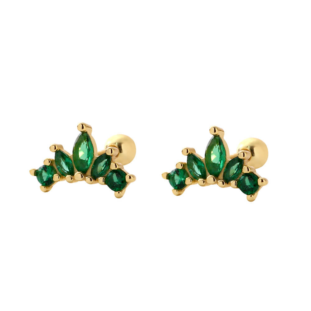 European S925 Silver Zircon Ear Bone Cuffs Crown Diamond Screw Earrings Jewelry for Women