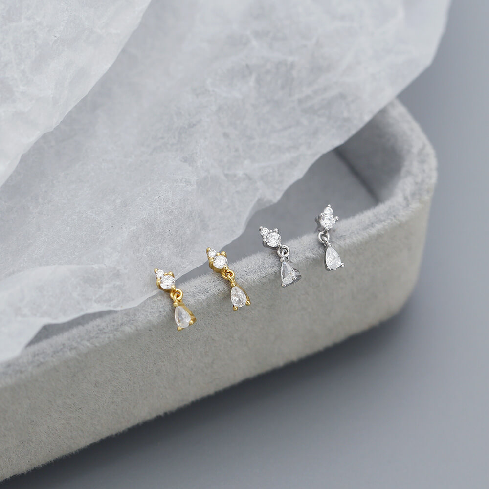 Super Sparkling Zircon Pendant Ear Clips 925 Silver Ear Studs Diamond Zircon Layered Ear Cuffs for Women - Image 4