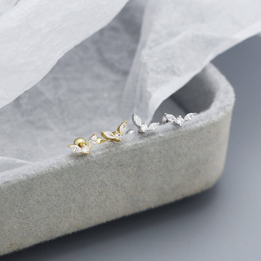 Unique Design High-End Diamond Petite Ear Clips Women 925 Silver Zircon Ear Studs Sparkling Earrings for Women - Image 4