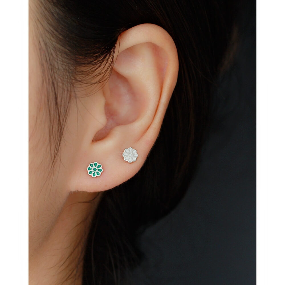 Korean Floral 925 Silver Earrings Colorful Droplet Floral Earrings Unique Design Ear Studs Women - Image 10