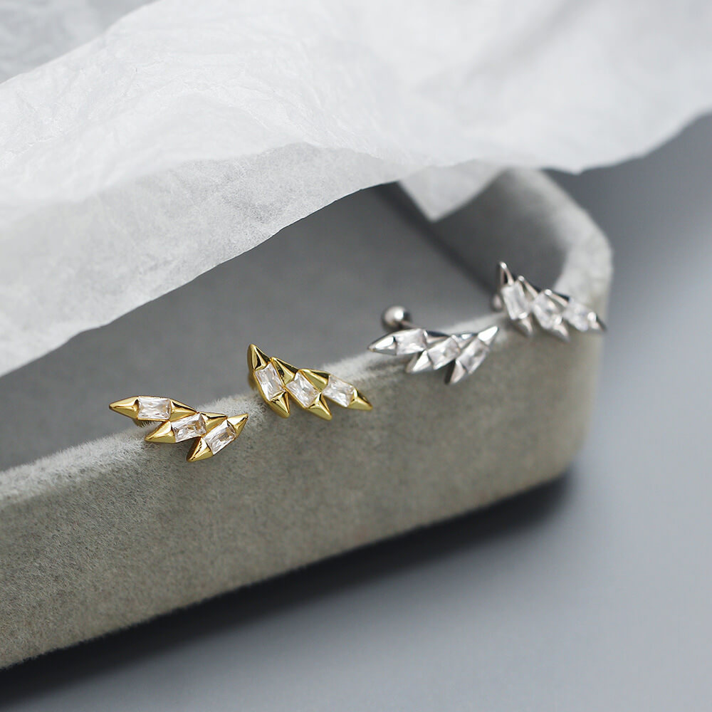 Elegant Piercing Ear Studs S925 Silver INS Cone Wing Threaded Ear Cuffs Unique Versatile Earrings - Image 4
