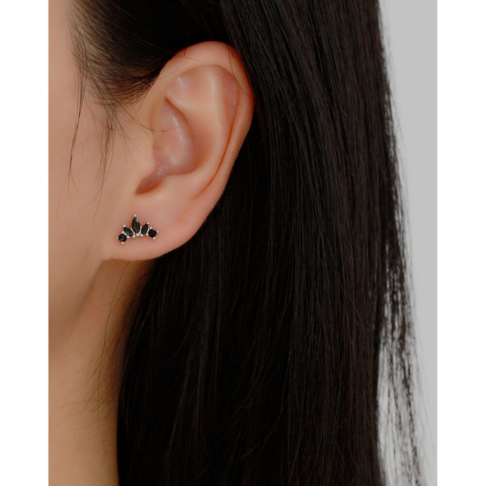 European S925 Silver Zircon Ear Bone Cuffs Crown Diamond Screw Earrings Jewelry for Women - Image 10