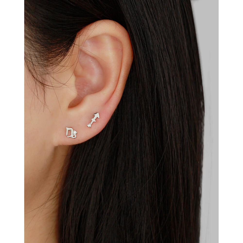 European and American Piercing Ear Studs S925 Silver Zodiac Flat Ear Cuffs Symbol Pattern Earrings - Image 4