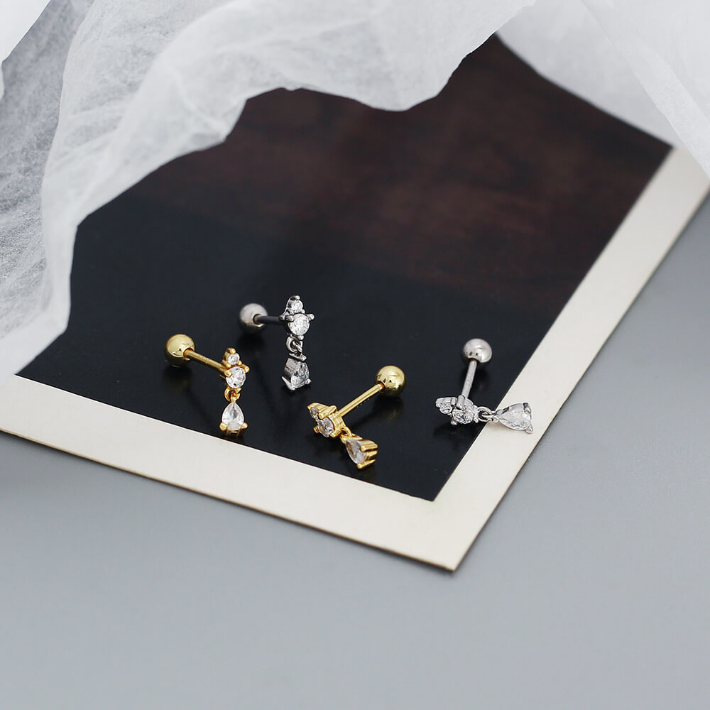 Super Sparkling Zircon Pendant Ear Clips 925 Silver Ear Studs Diamond Zircon Layered Ear Cuffs for Women - Image 5