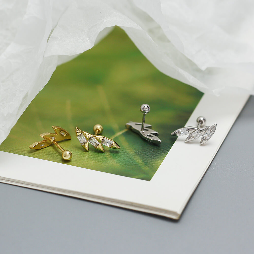 Elegant Piercing Ear Studs S925 Silver INS Cone Wing Threaded Ear Cuffs Unique Versatile Earrings - Image 5