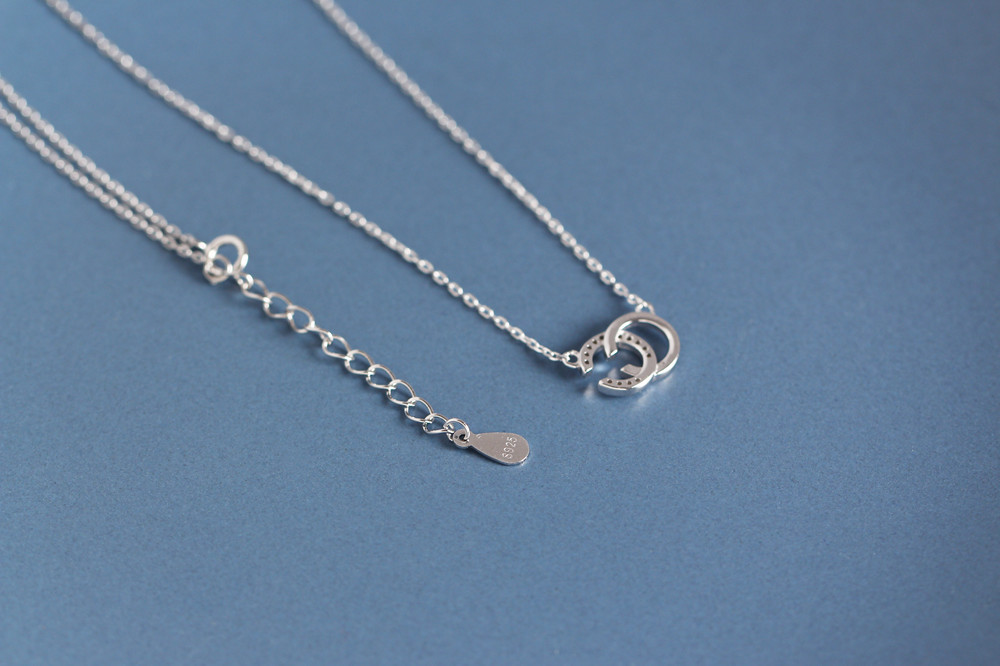 Fresh Korean Style Double C Necklace S925 Silver Diamond Fashion Simple Letter Necklace Collarbone Chain - Image 7