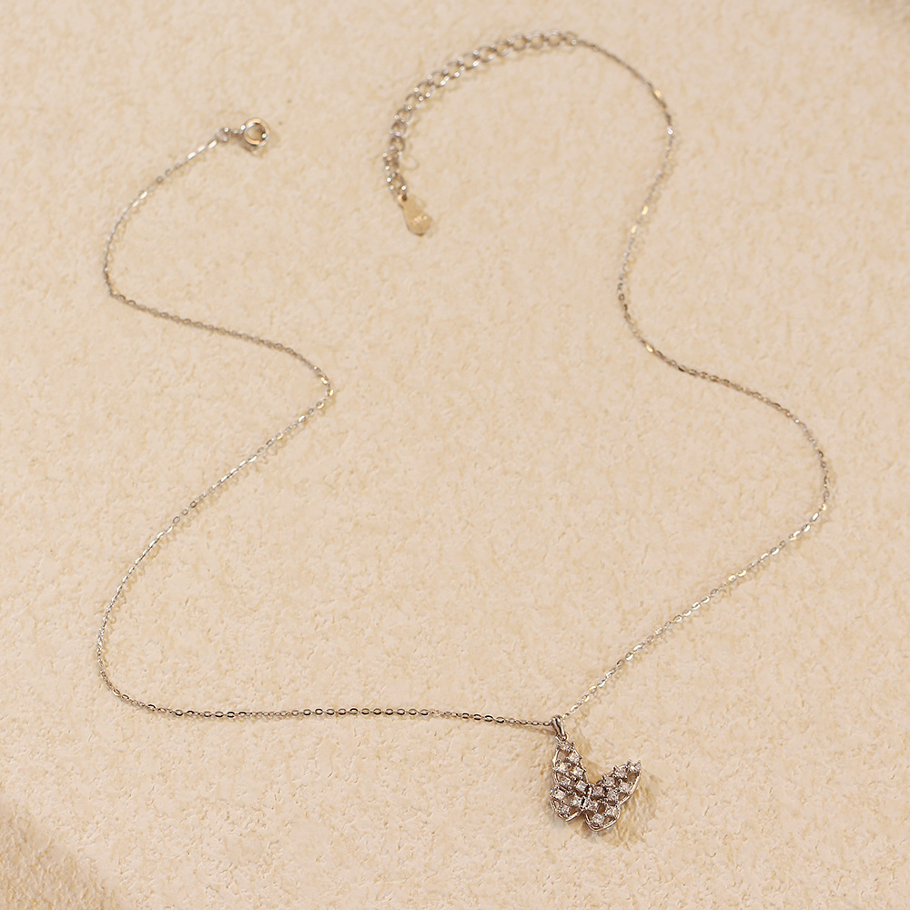French Luxury Necklace S925 Silver Butterfly Diamond Hollow Collarbone Chain Personalized Niche Jewelry - Image 4