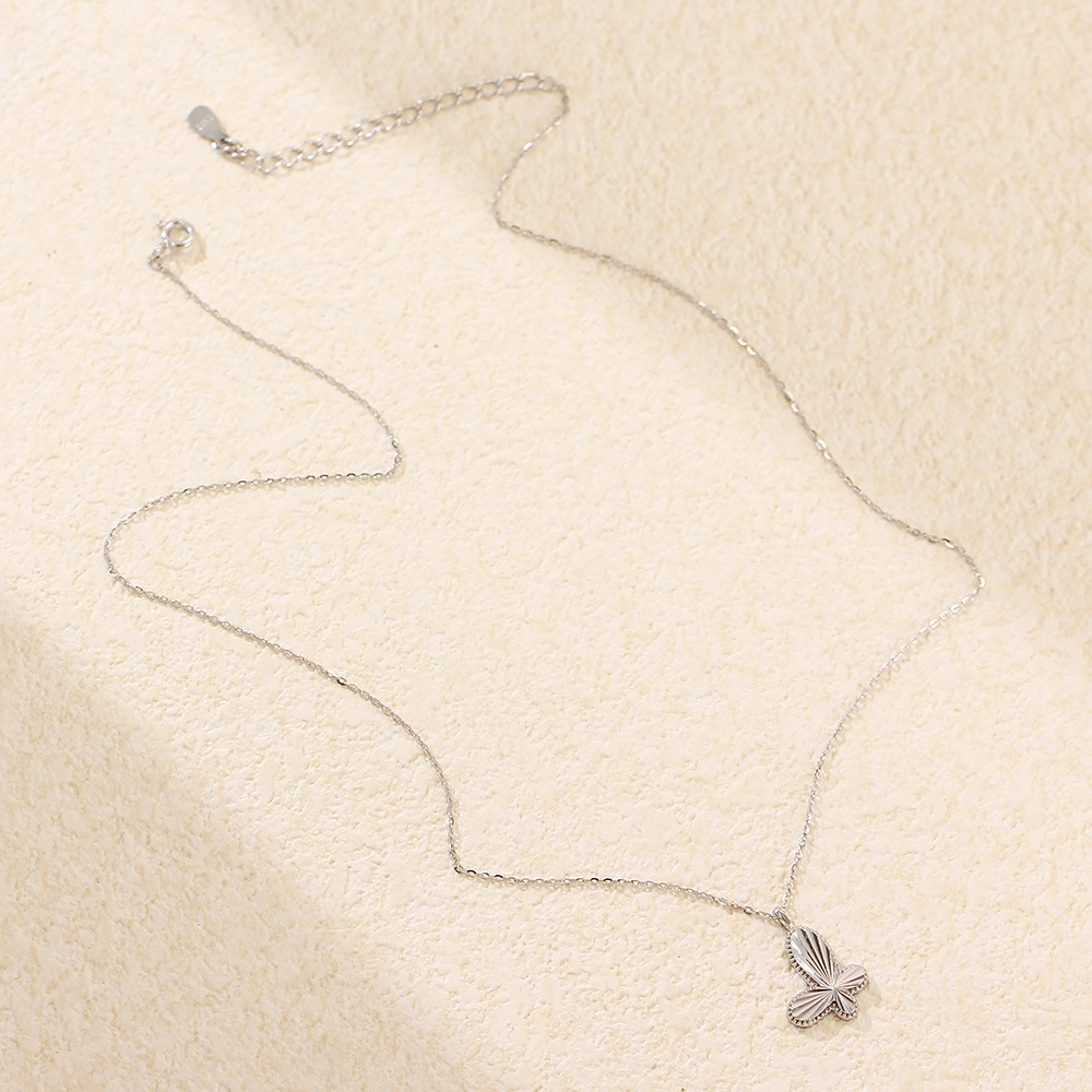 Luxury Necklace S925 Silver INS Car Flower Butterfly Collarbone Chain Personalized Niche Versatile Jewelry for Women - Image 4