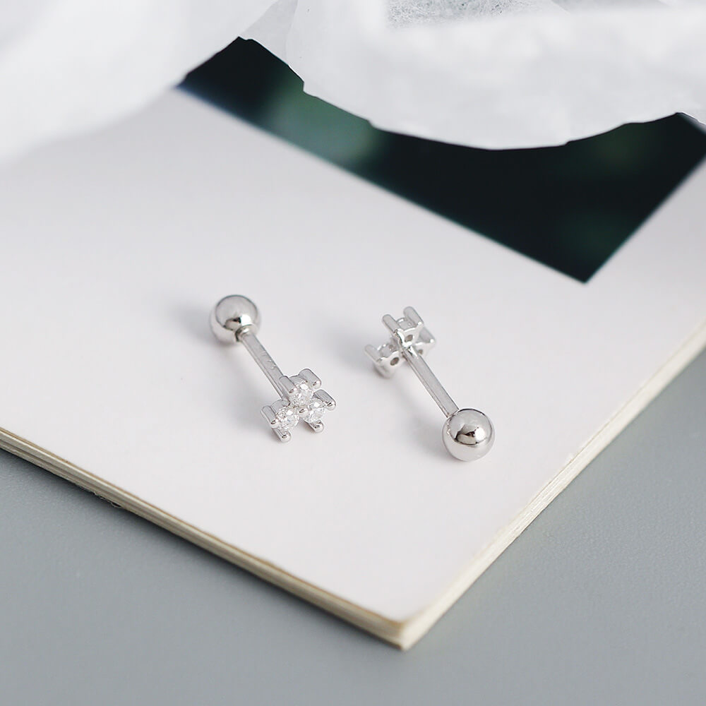 European and American S925 Silver INS Floral Diamond Mini Screw Ear Studs Ear Bone Earrings Sweet Jewelry - Image 6