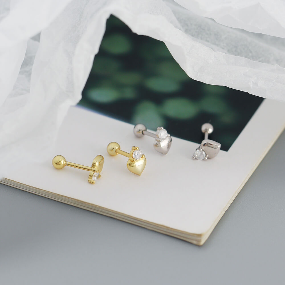 Korean Fresh Ear Studs 925 Silver Heart Ear Cuffs Women Screw Ear Studs Earrings Jewelry - Image 7