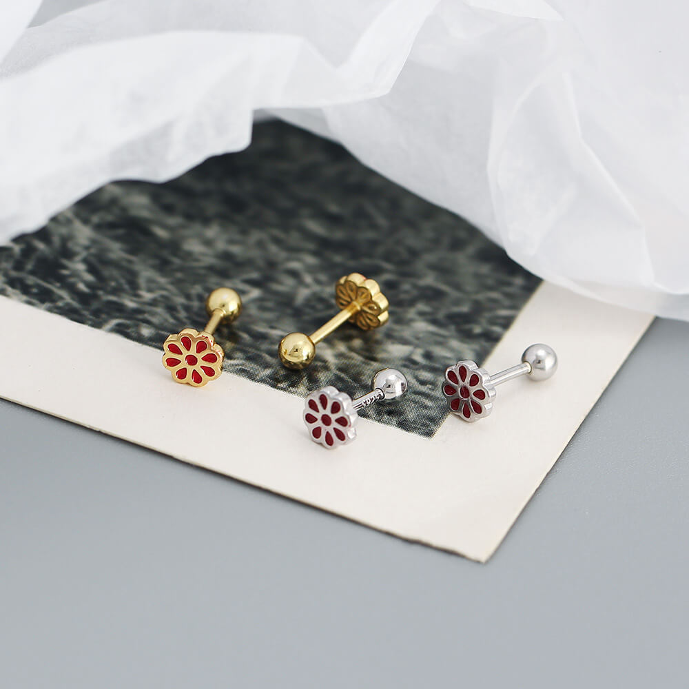 Korean Floral 925 Silver Earrings Colorful Droplet Floral Earrings Unique Design Ear Studs Women - Image 5