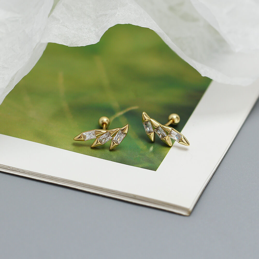 Elegant Piercing Ear Studs S925 Silver INS Cone Wing Threaded Ear Cuffs Unique Versatile Earrings - Image 6