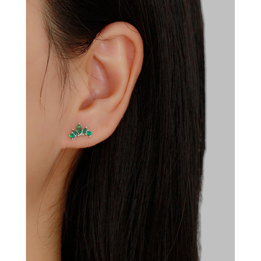 European S925 Silver Zircon Ear Bone Cuffs Crown Diamond Screw Earrings Jewelry for Women - Image 9