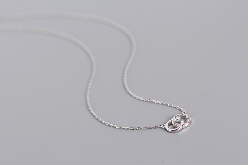 Fresh Korean Style Double C Necklace S925 Silver Diamond Fashion Simple Letter Necklace Collarbone Chain - Image 8
