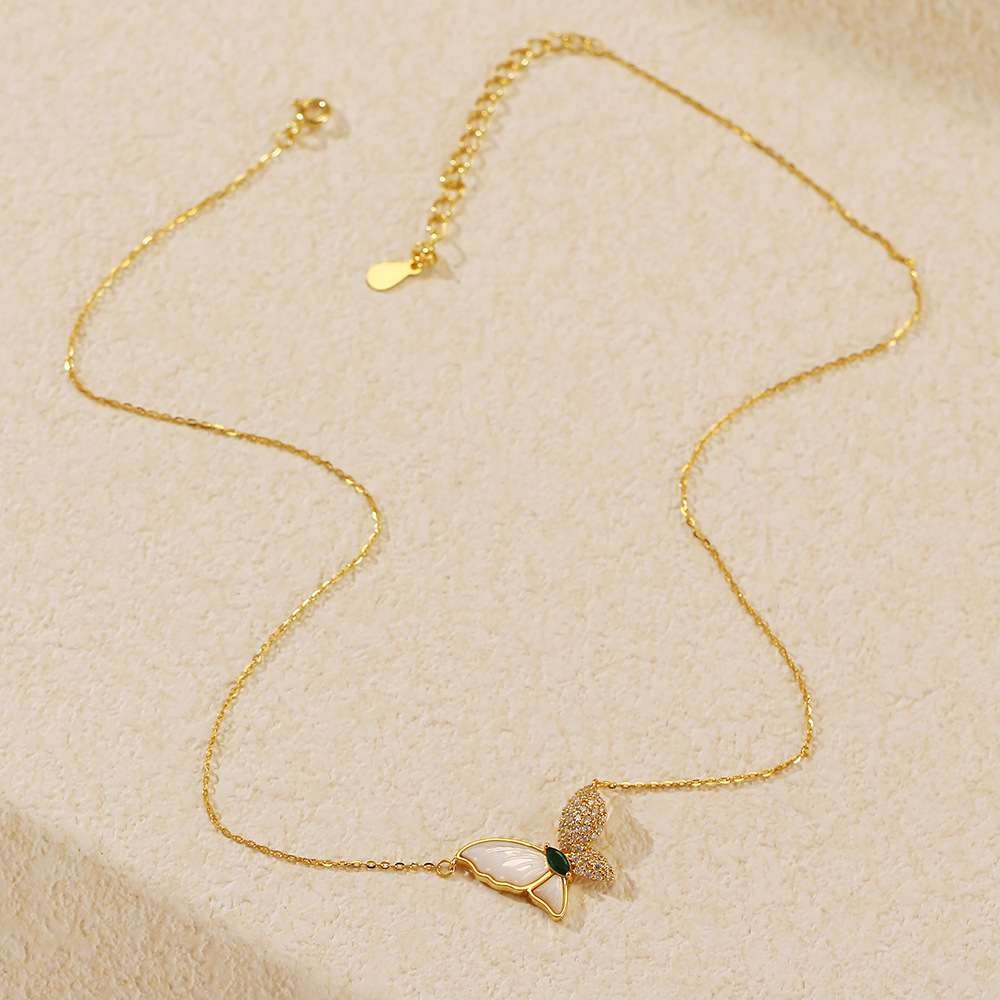 Luxury Necklace S925 Silver INS White Mother-of-Pearl Butterfly Collarbone Chain Niche High-End Jewelry for Women - Image 5