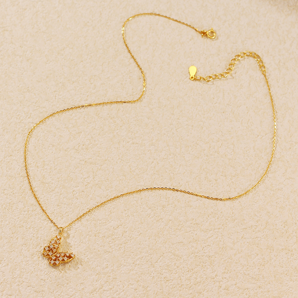 French Luxury Necklace S925 Silver Butterfly Diamond Hollow Collarbone Chain Personalized Niche Jewelry - Image 5